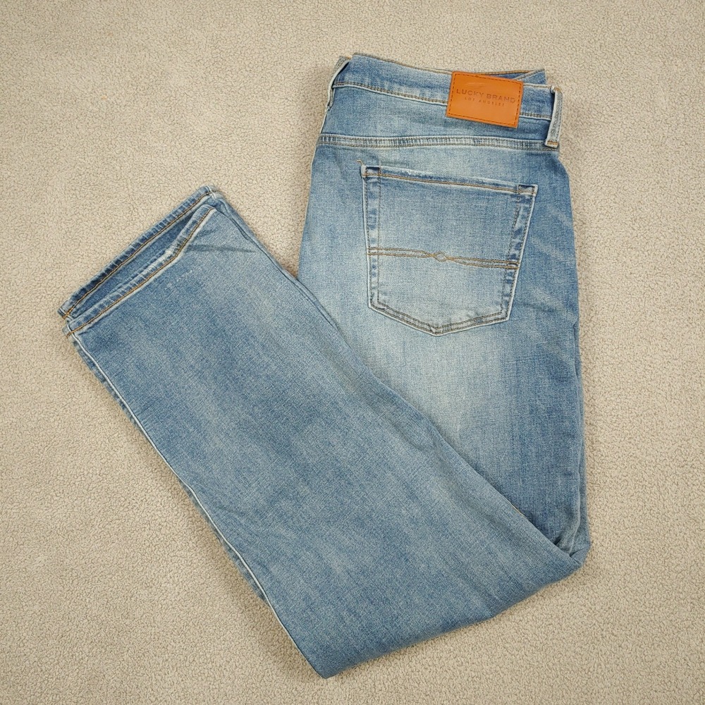 Lucky Brand 329 Classic Straight Jeans Mens 40x30 Light Blue Denim